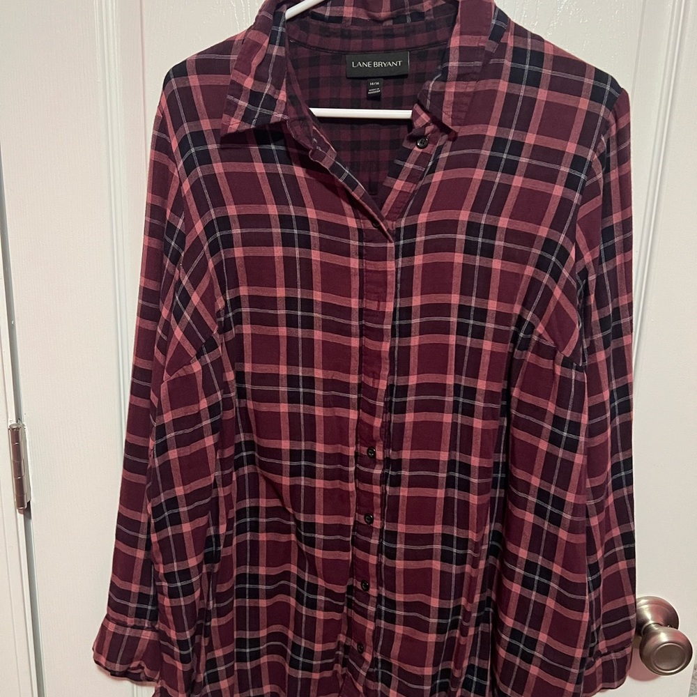 Lane Bryant Purple Checkered Shirt